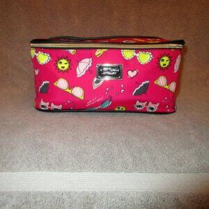 Y2K Vtg Betsey Johnson Summer Fun Makeup Case Cat Eyes Toiletries Travel Bag UPF